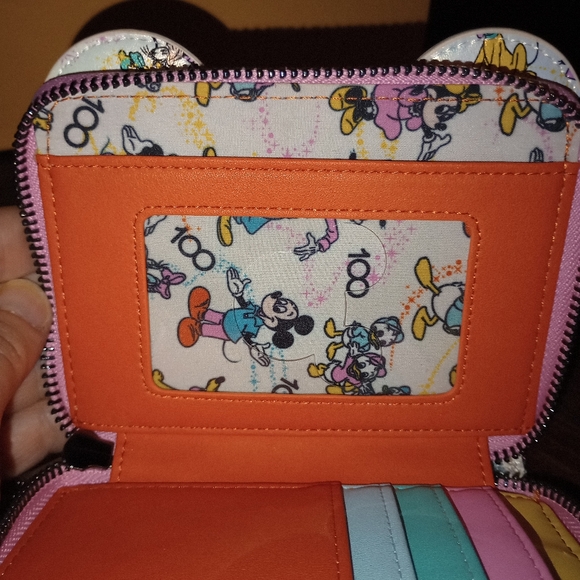 NWOT Loungefly Disney 100 Mickey & Friends Classic  Iridescent Zip around wallet - Picture 4 of 14